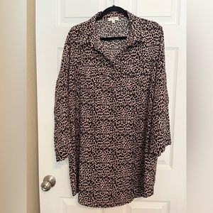 Umgee USA Leopard Print Dress Shirt Large